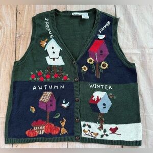 Vintage Sweater Vest XXL KNIT 4 Seasons Buttons Cottagecore 90s 2xl capacity
